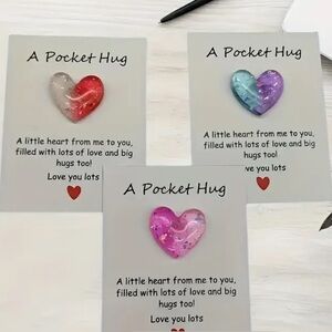 THREE Pocket Hug Heart on Card Gifts NEW - Random Colors